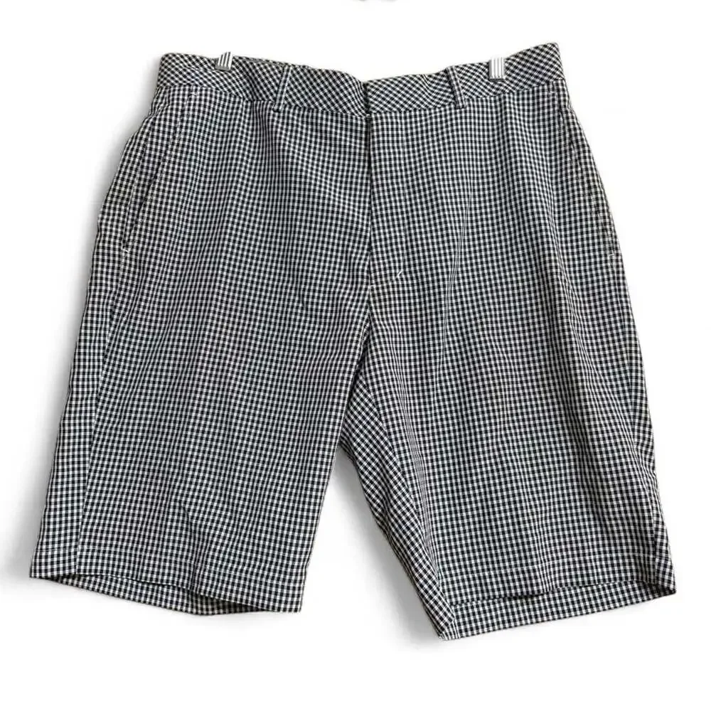 Walter Hagen Men's Golf Shorts Size 36 Black and White Gingham Pattern